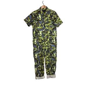 BP + Wildfang Short Sleeve Utility Jumpsuit Coveralls Camo Green Sz M Streetwear